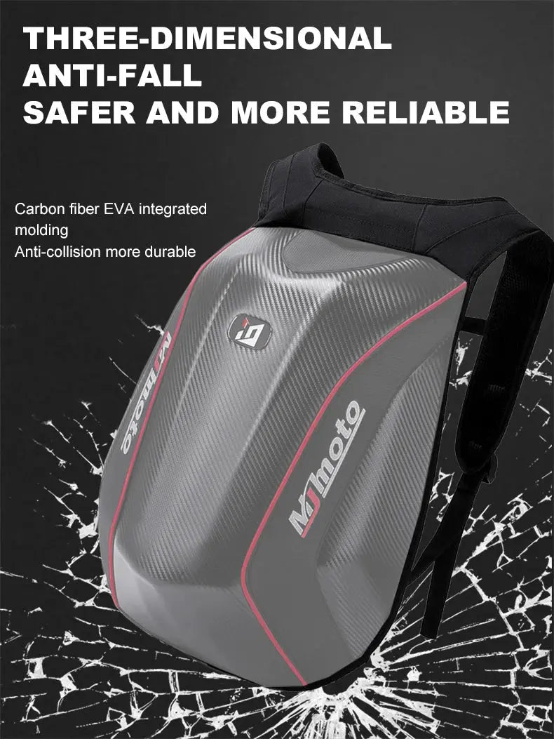 Carbon Fiber Motorcycle Backpack – Waterproof Hard Shell LanRider