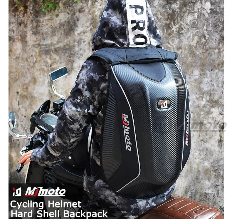 Carbon Fiber Motorcycle Backpack – Waterproof Hard Shell LanRider