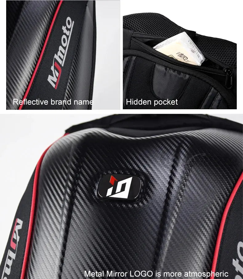 Carbon Fiber Motorcycle Backpack – Waterproof Hard Shell LanRider