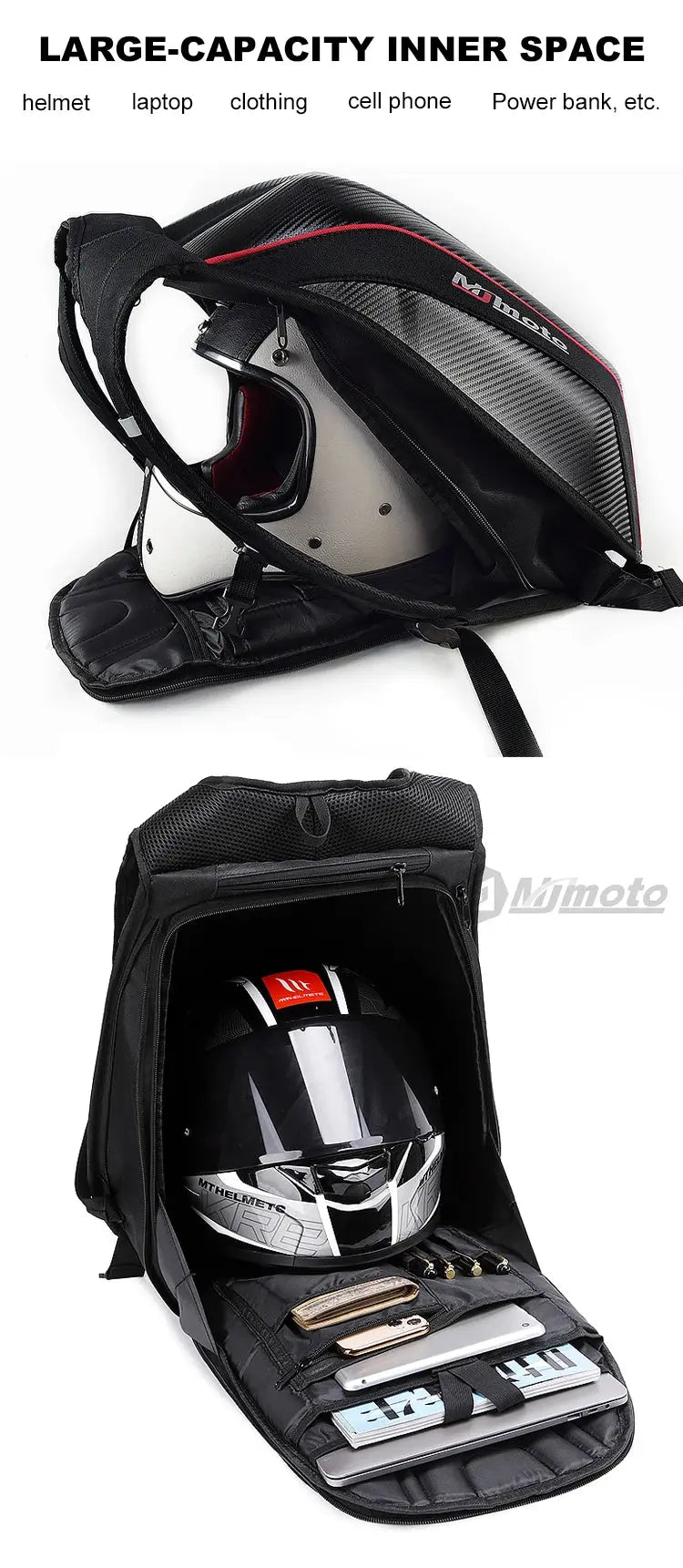 Carbon Fiber Motorcycle Backpack – Waterproof Hard Shell LanRider