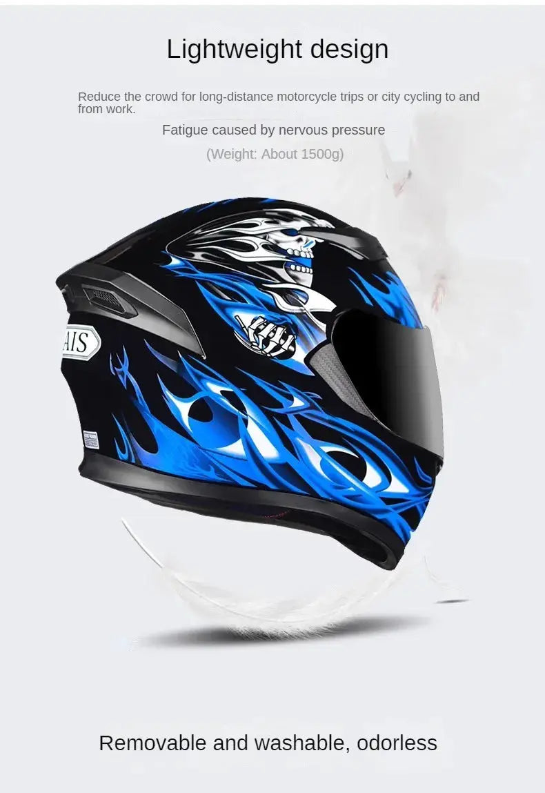 Full-Face Motorcycle Helmet – Double Lens, DOT Certified LanRider