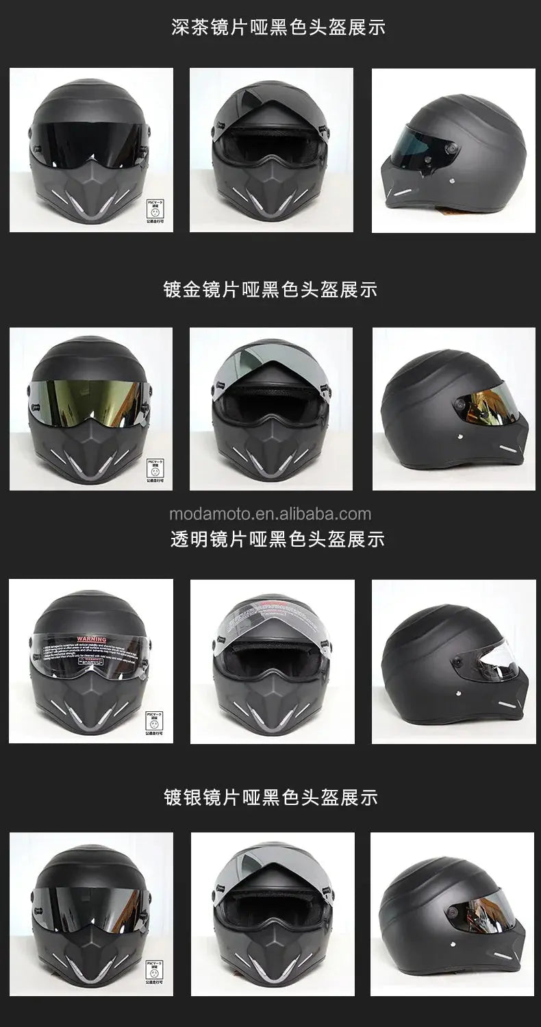 Retro Full-Face Motorcycle Helmet – Men’s Racing Style LanRider