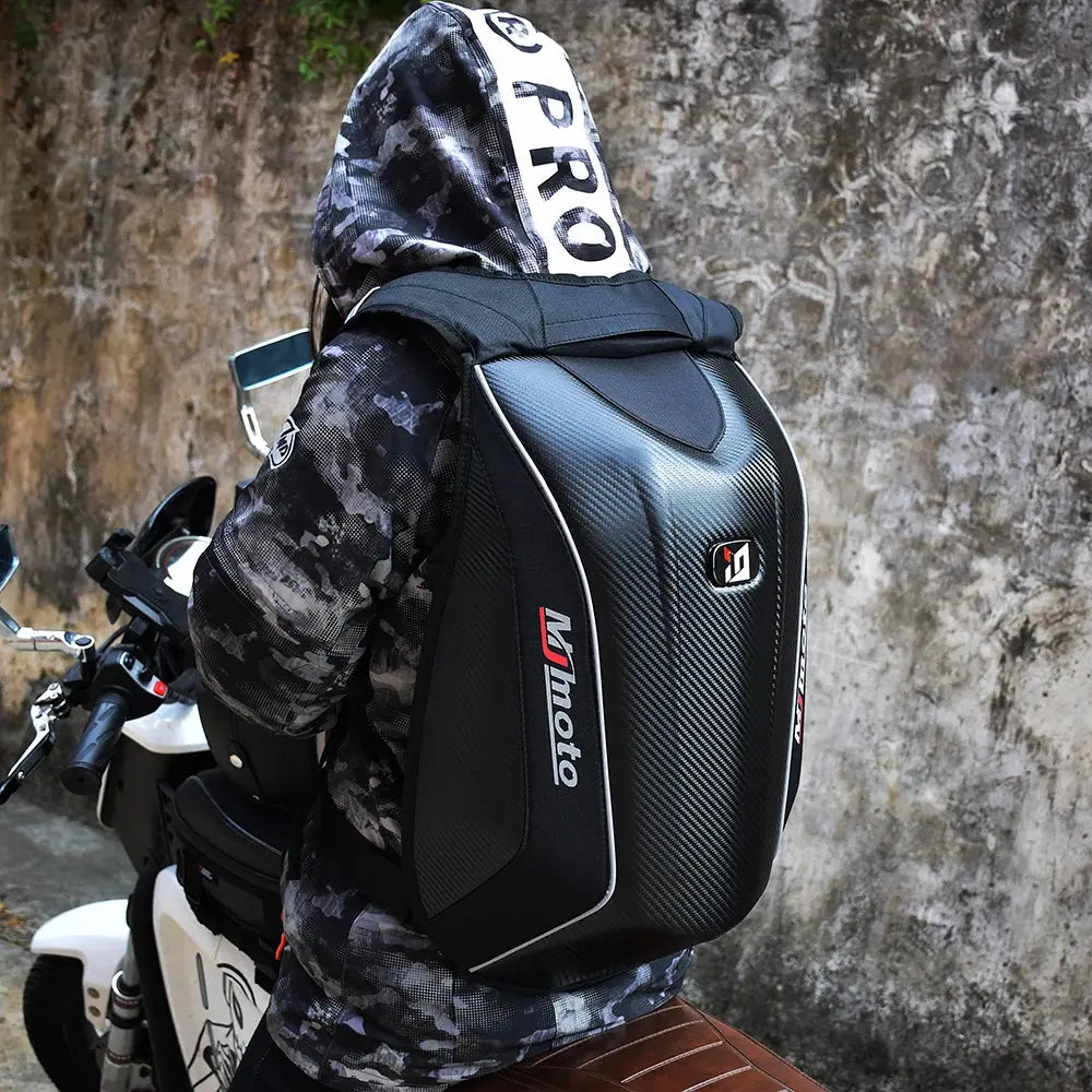 Carbon Fiber Motorcycle Backpack – Waterproof Hard Shell LanRider