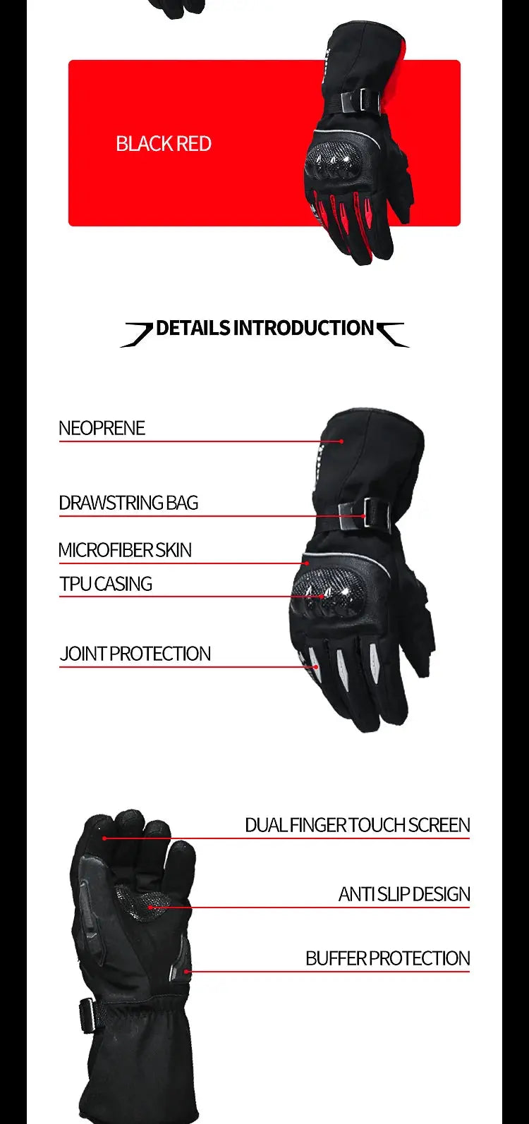 Motorcycle Winter Gloves – Waterproof, Windproof, Touchscreen Motocross Gloves LanRider