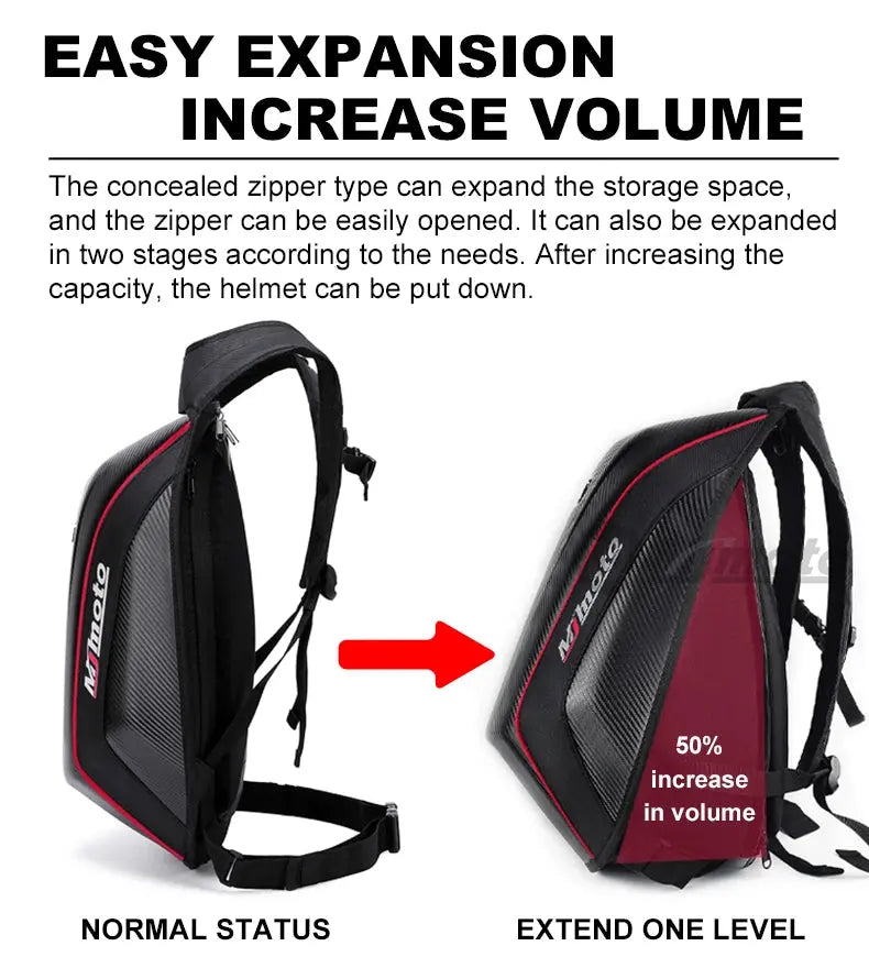Carbon Fiber Motorcycle Backpack – Waterproof Hard Shell LanRider