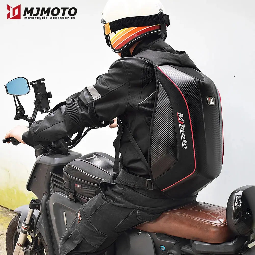 Carbon Fiber Motorcycle Backpack – Waterproof Hard Shell LanRider
