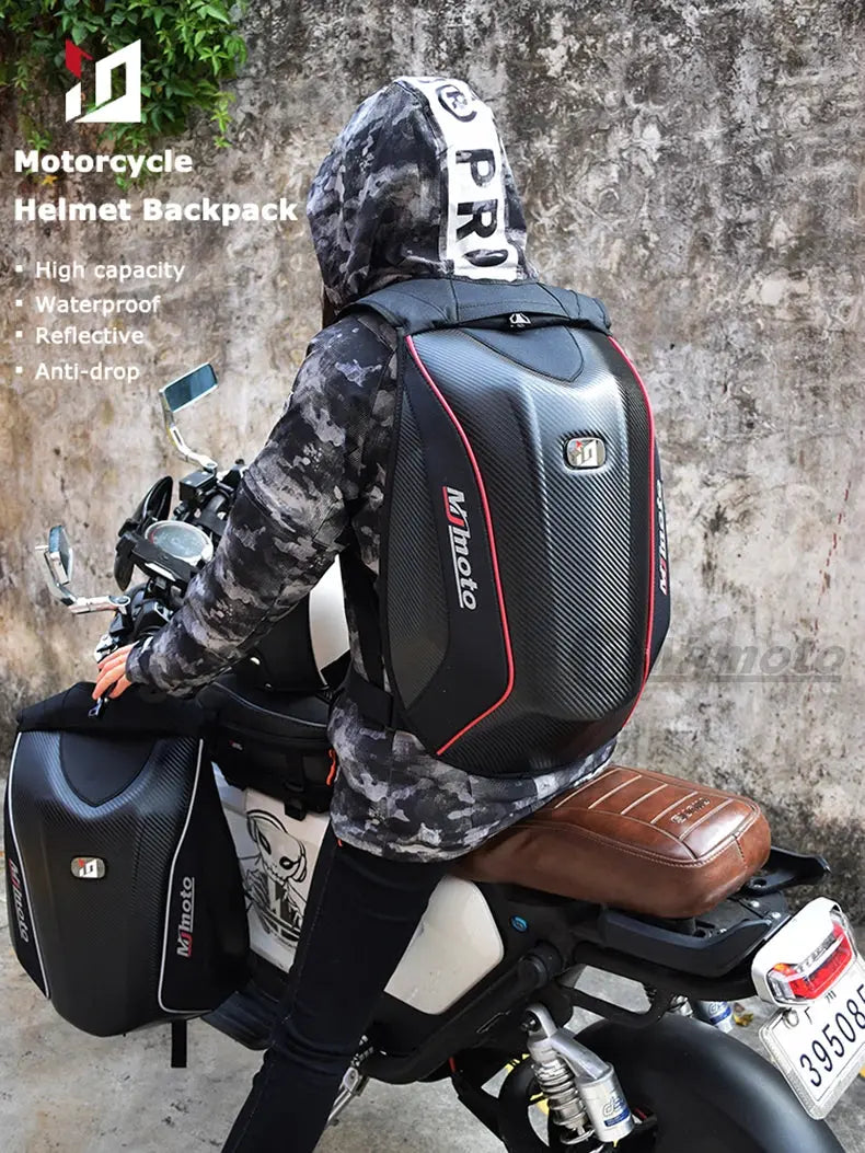 Carbon Fiber Motorcycle Backpack – Waterproof Hard Shell LanRider