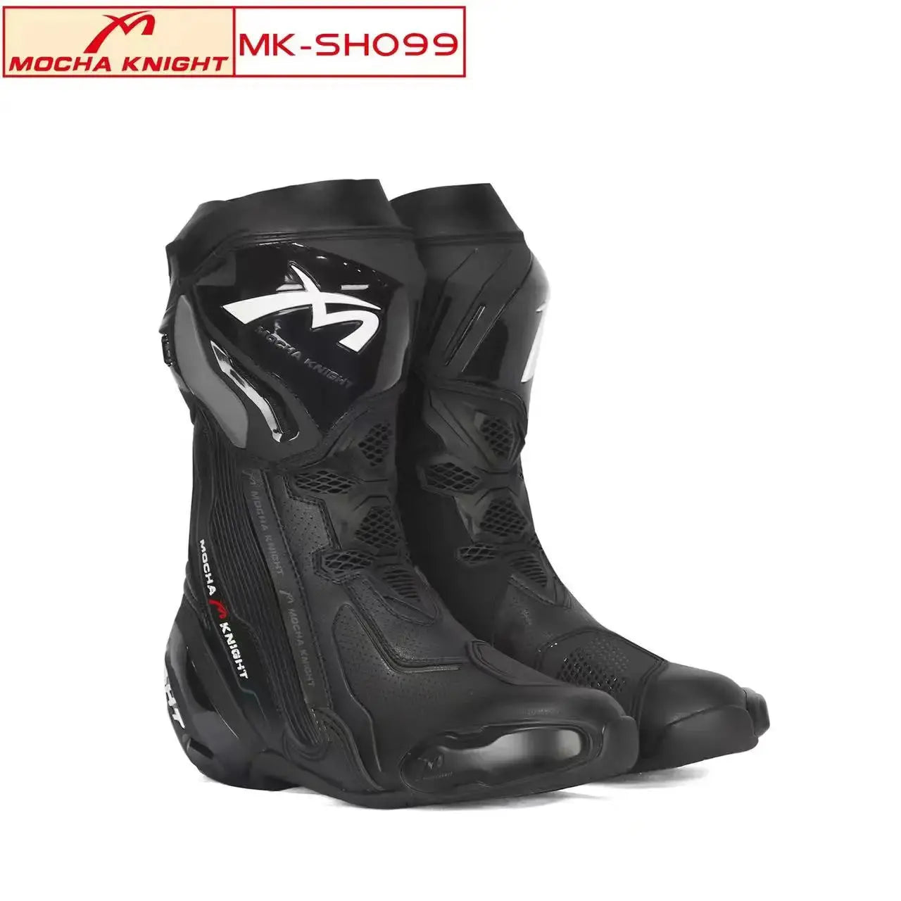 Men’s Motorcycle Racing Boots – CE Certified, White/Orange LanRider