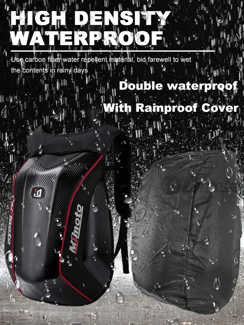 Carbon Fiber Motorcycle Backpack – Waterproof Hard Shell LanRider