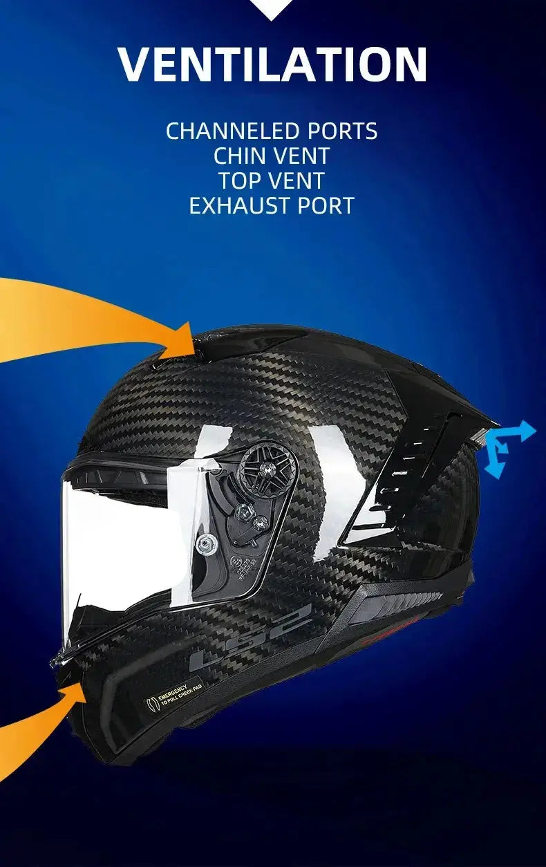 LS2 Thunder FF805 Full-Face Carbon Motorcycle Helmet LanRider