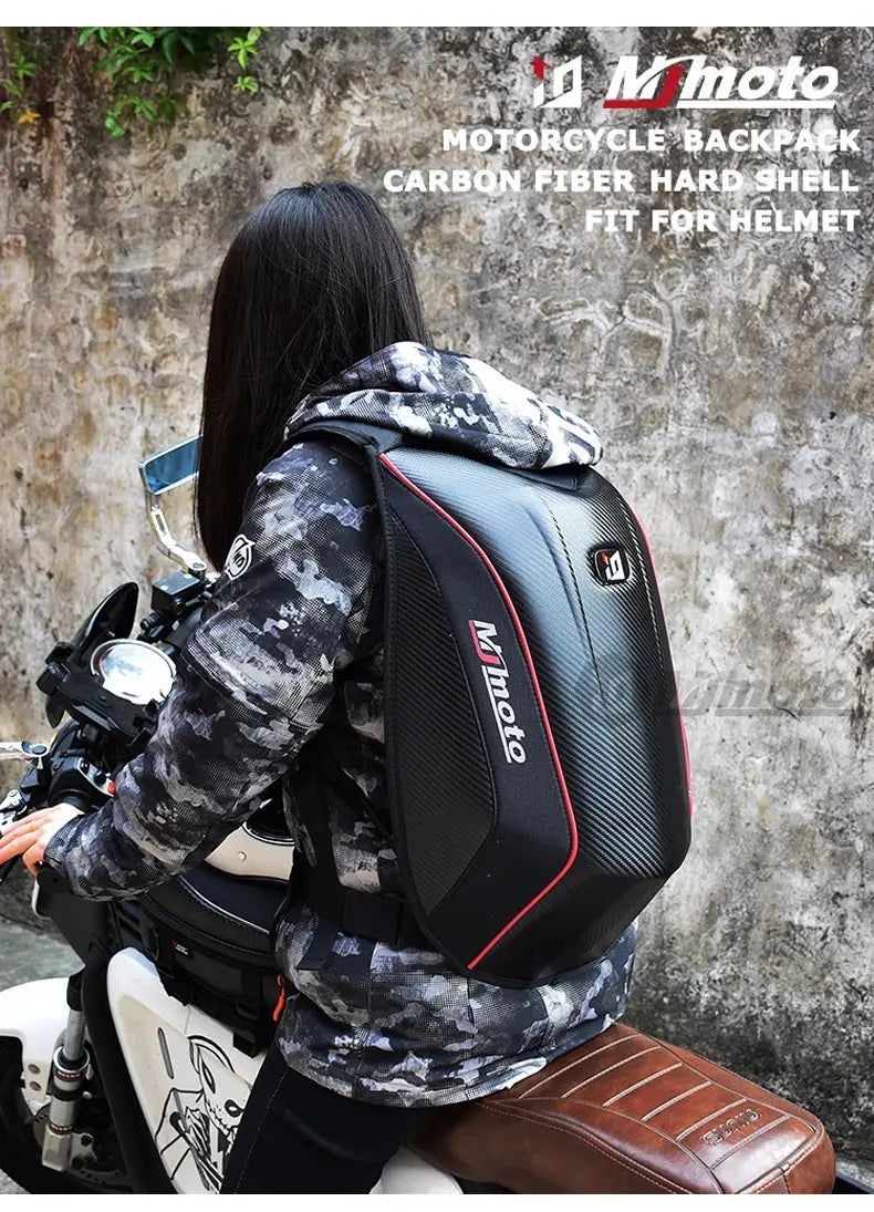 Carbon Fiber Motorcycle Backpack – Waterproof Hard Shell LanRider