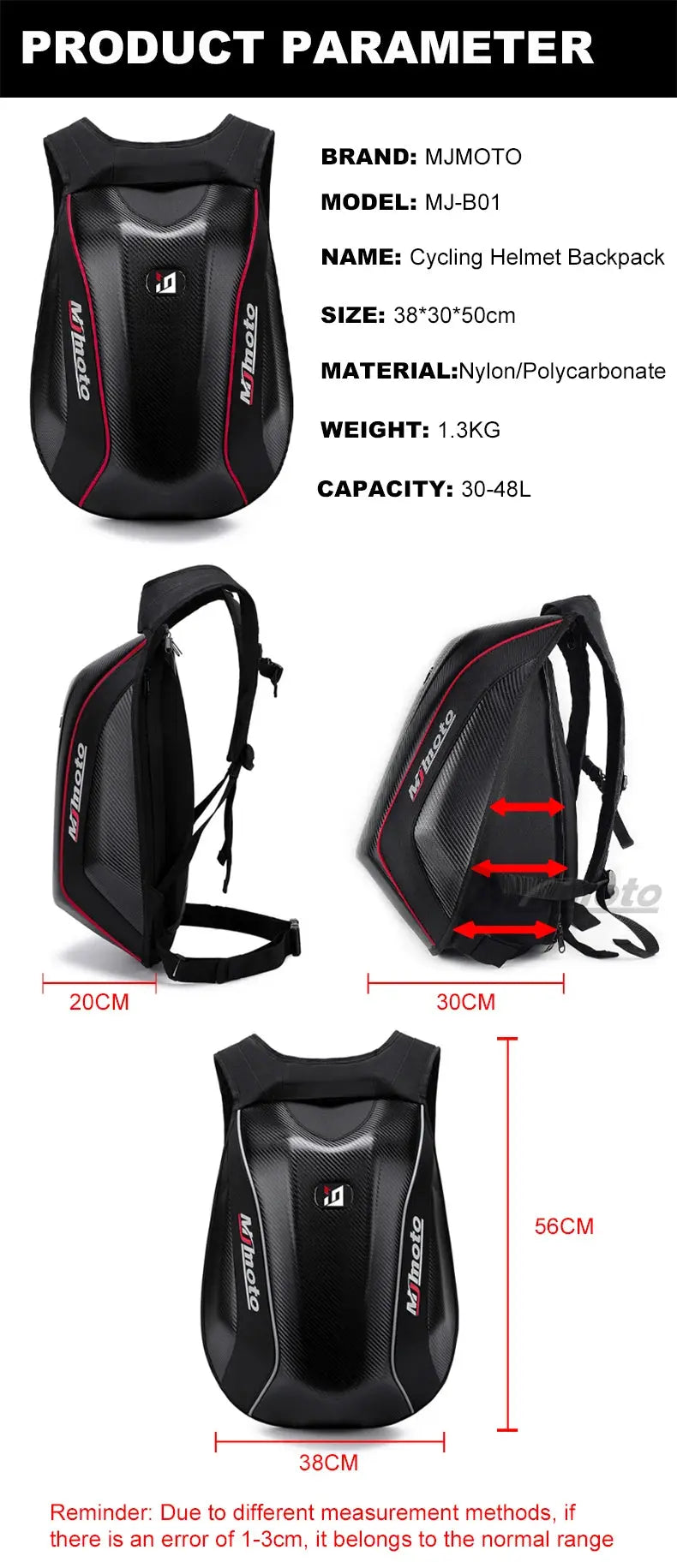 Carbon Fiber Motorcycle Backpack – Waterproof Hard Shell LanRider