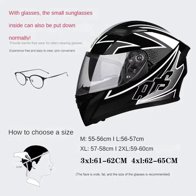 Full-Face Motorcycle Helmet – Double Lens, DOT Certified LanRider