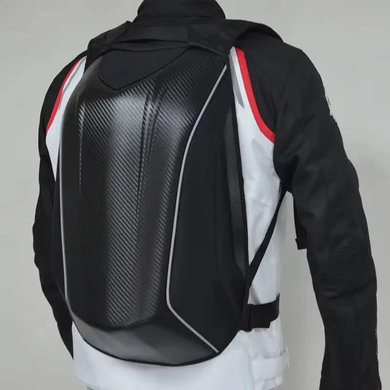 Motorcycle Backpack – Waterproof Hard Shell, Large Capacity, Carbon Fiber Style LanRider
