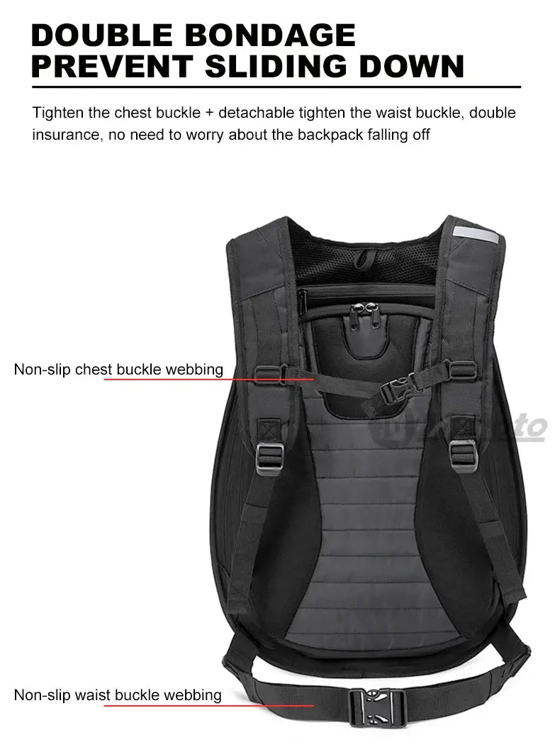 Carbon Fiber Motorcycle Backpack – Waterproof Hard Shell LanRider