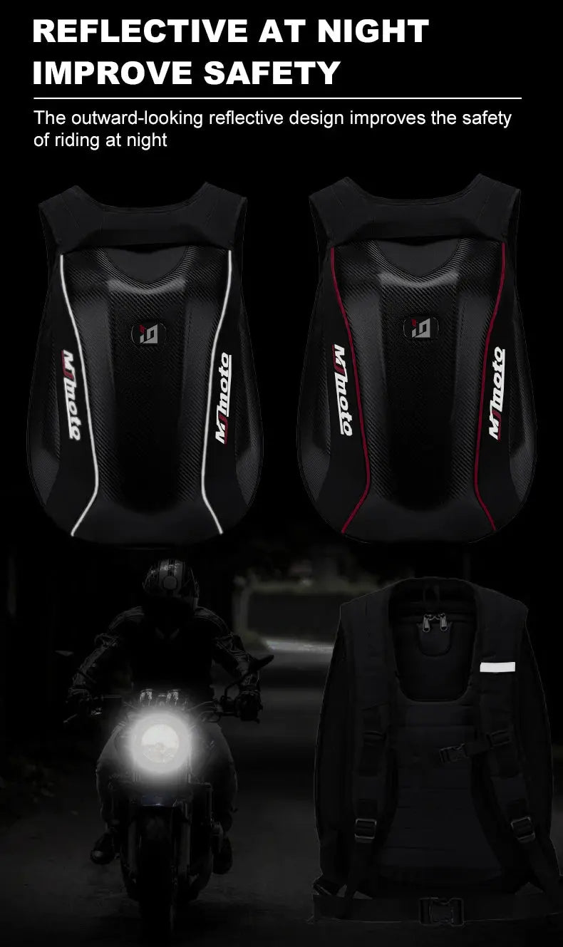 Carbon Fiber Motorcycle Backpack – Waterproof Hard Shell LanRider
