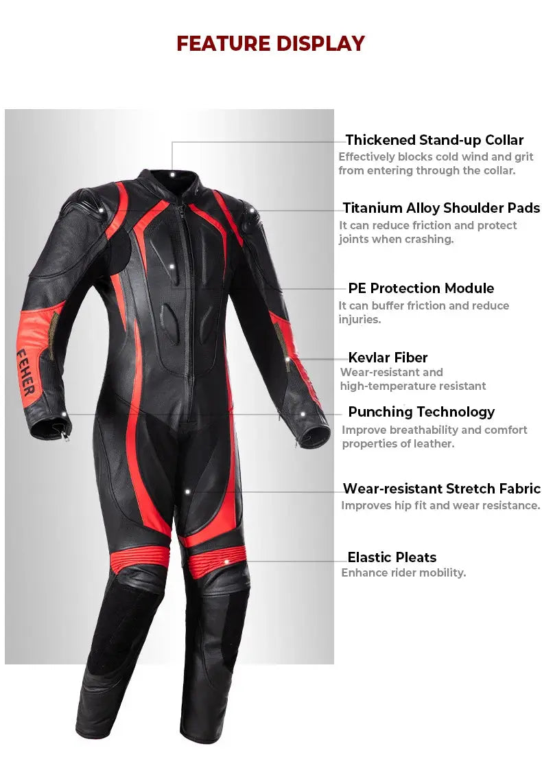 Men’s One-Piece Motorcycle Racing Suit – Leather & CE Protection LanRider