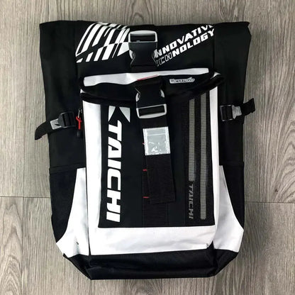 Men’s Motorcycle Backpack – Waterproof, LED Night Light, Racing Style LanRider
