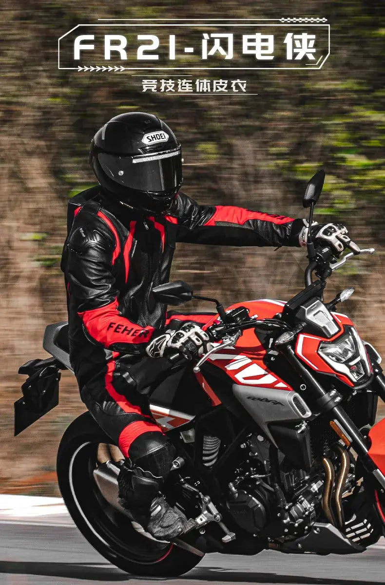 Men’s One-Piece Motorcycle Racing Suit – Leather & CE Protection LanRider