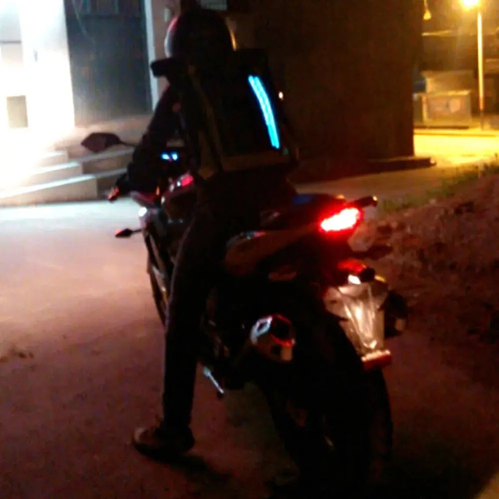 Men’s Motorcycle Backpack – Waterproof, LED Night Light, Racing Style LanRider