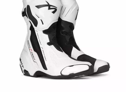 Men’s Motorcycle Racing Boots – CE Certified, White/Orange LanRider