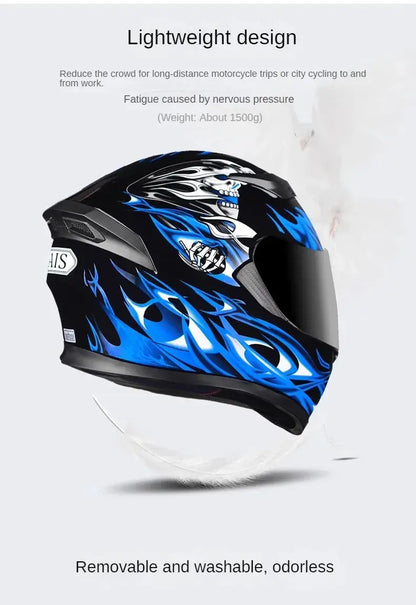 Full-Face Motorcycle Helmet – Double Lens, DOT Certified LanRider