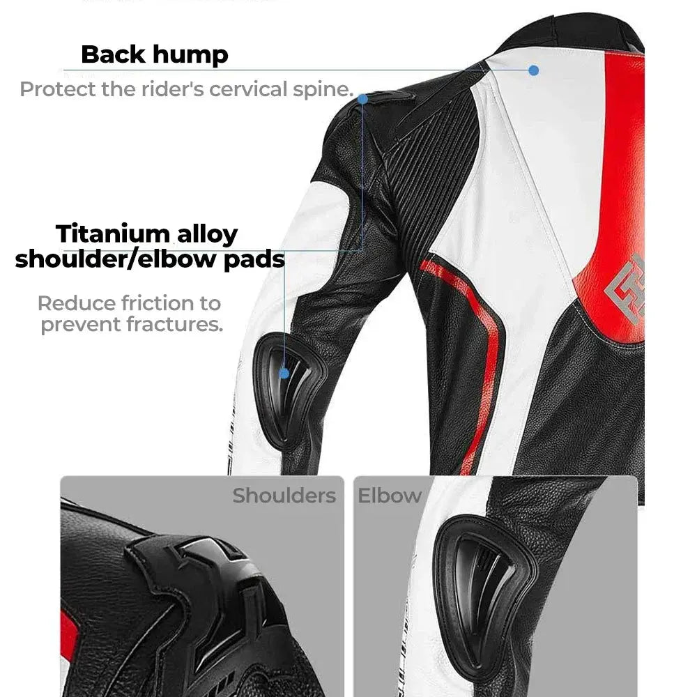 Men’s One-Piece Motorcycle Racing Suit – Leather & CE Protection LanRider