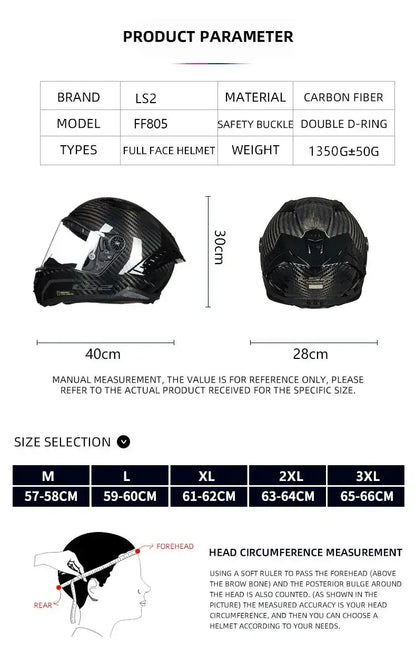 LS2 Thunder FF805 Full-Face Carbon Motorcycle Helmet LanRider