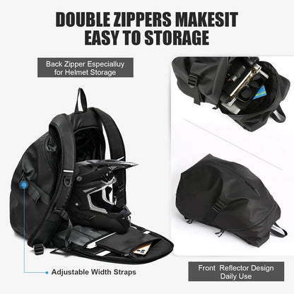 Motorcycle Backpack 40L – Waterproof Helmet Backpack for Men, Lightweight with Reflective Strip, School & Riding Bag LanRider