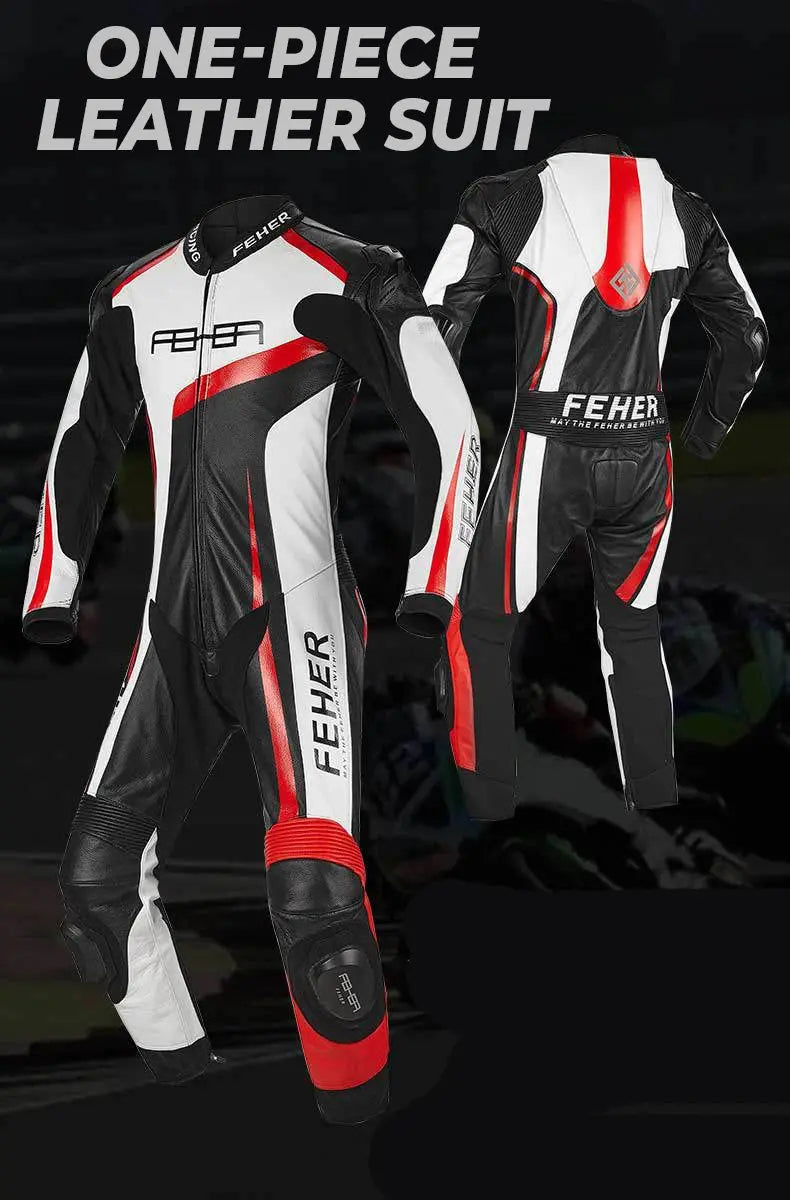 Men’s One-Piece Motorcycle Racing Suit – Leather & CE Protection LanRider