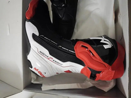Men’s Motorcycle Racing Boots – CE Certified, White/Orange LanRider