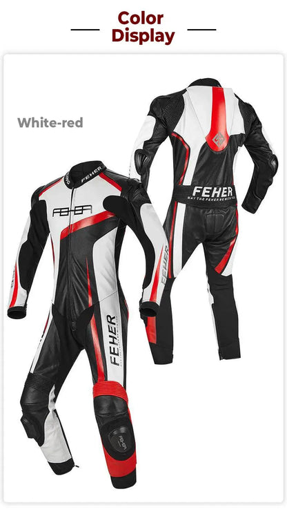 Men’s One-Piece Motorcycle Racing Suit – Leather & CE Protection LanRider
