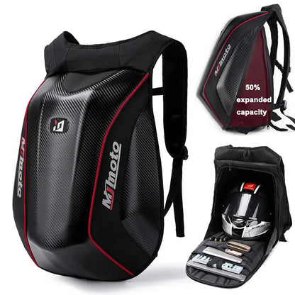 Carbon Fiber Motorcycle Backpack – Waterproof Hard Shell LanRider