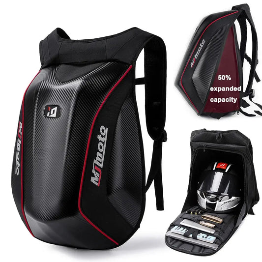 Carbon Fiber Motorcycle Backpack – Waterproof Hard Shell LanRider