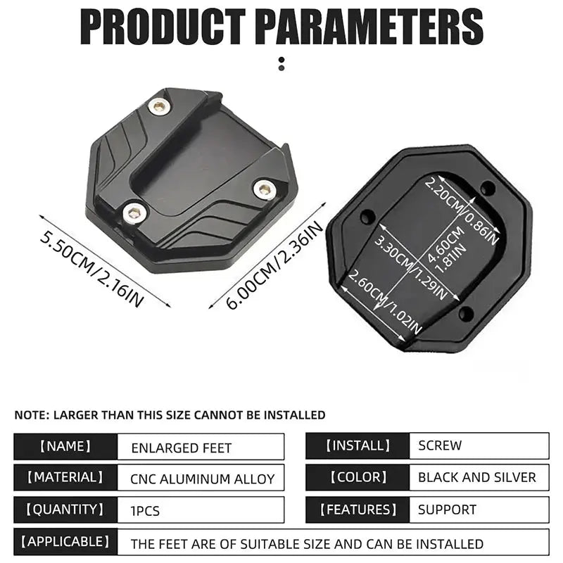 CNC Aluminum Motorcycle Kickstand Extender – Anti-Skid LanRider