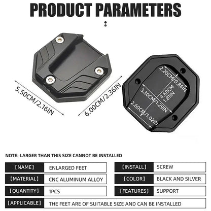 CNC Aluminum Motorcycle Kickstand Extender – Anti-Skid LanRider