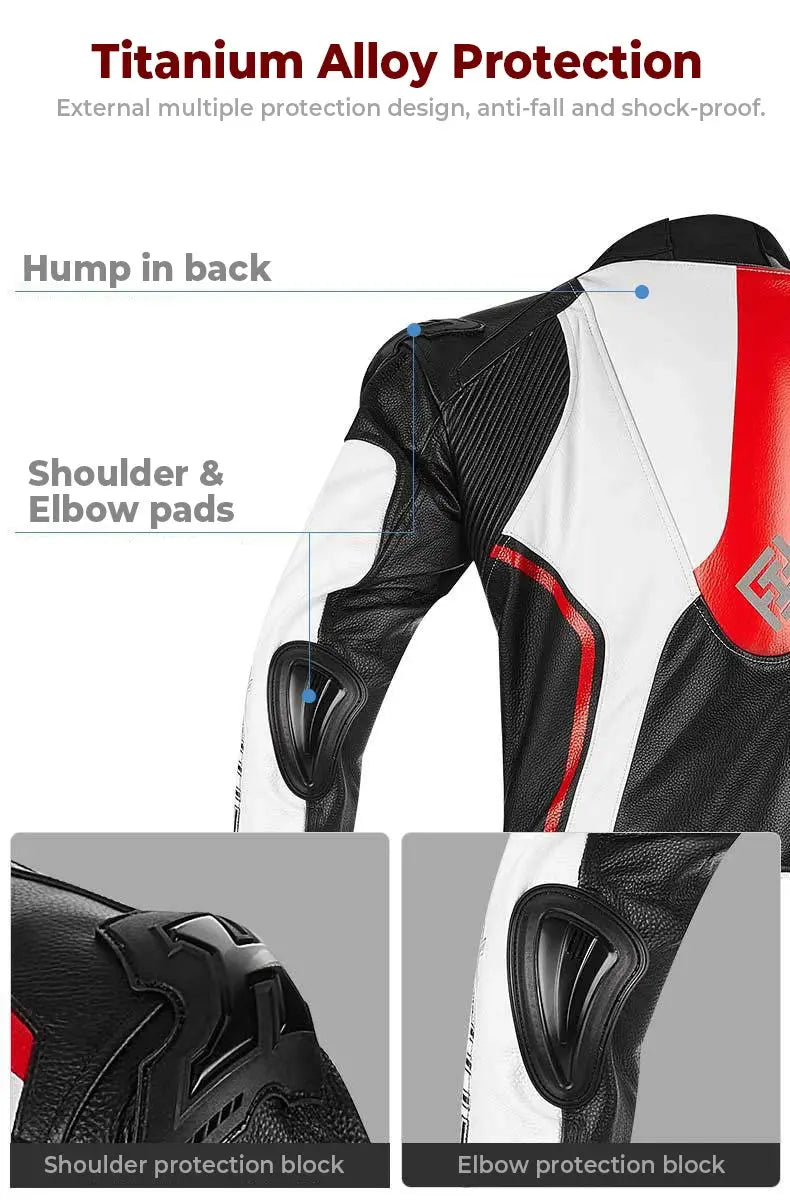 Men’s One-Piece Motorcycle Racing Suit – Leather & CE Protection LanRider