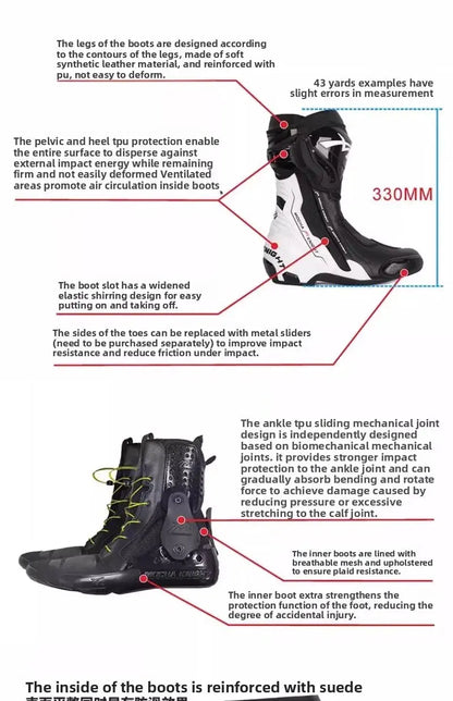 Men’s Motorcycle Racing Boots – CE Certified, White/Orange LanRider