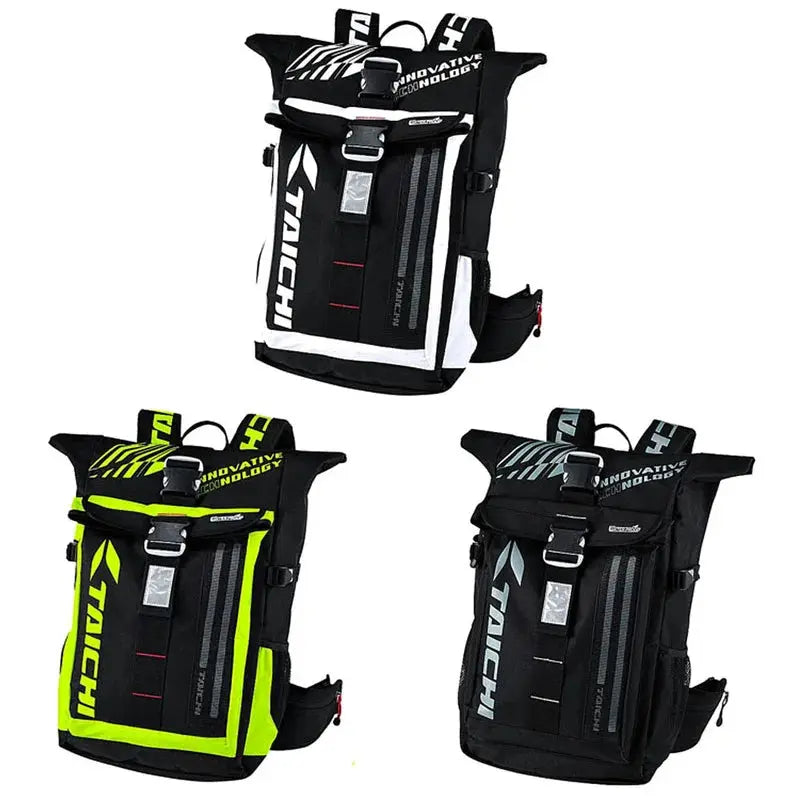 Men’s Motorcycle Backpack – Waterproof, LED Night Light, Racing Style LanRider