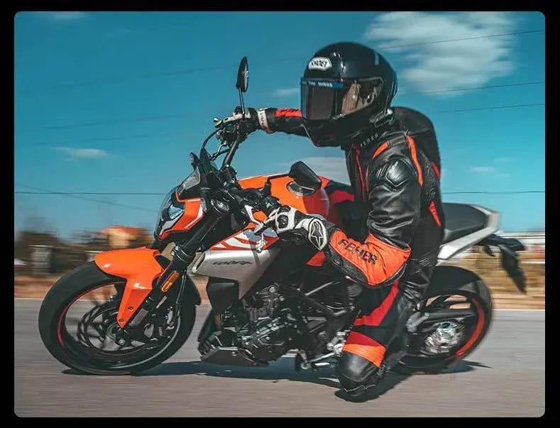 Men’s One-Piece Motorcycle Racing Suit – Leather & CE Protection LanRider