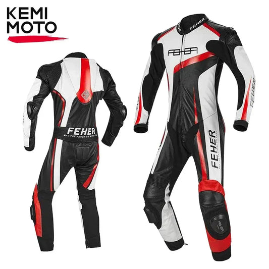 Men’s One-Piece Motorcycle Racing Suit – Leather & CE Protection LanRider