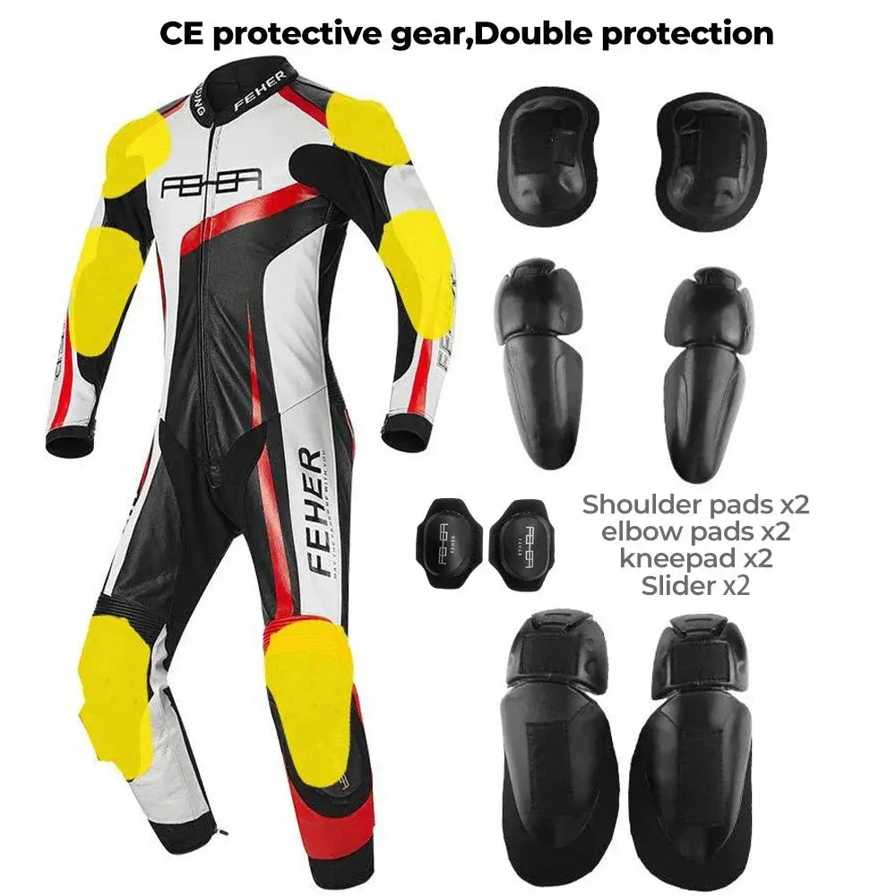 Men’s One-Piece Motorcycle Racing Suit – Leather & CE Protection LanRider