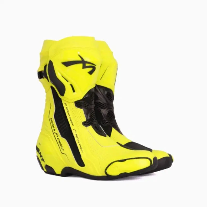 Men’s Motorcycle Racing Boots – CE Certified, White/Orange LanRider
