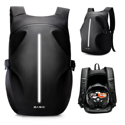 Motorcycle Backpack 40L – Waterproof Helmet Backpack for Men, Lightweight with Reflective Strip, School & Riding Bag LanRider