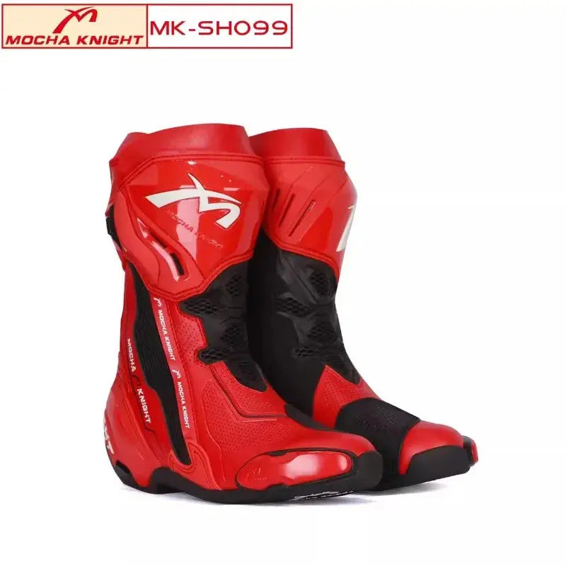 Men’s Motorcycle Racing Boots – CE Certified, White/Orange LanRider