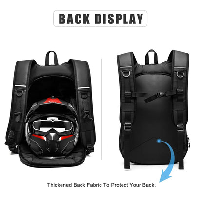 Motorcycle Backpack 40L – Waterproof Helmet Backpack for Men, Lightweight with Reflective Strip, School & Riding Bag LanRider