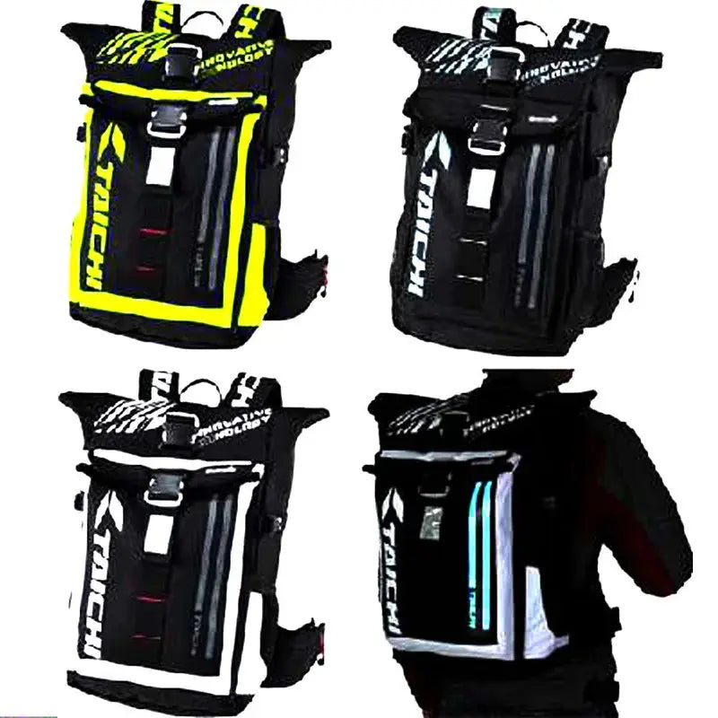 Men’s Motorcycle Backpack – Waterproof, LED Night Light, Racing Style LanRider