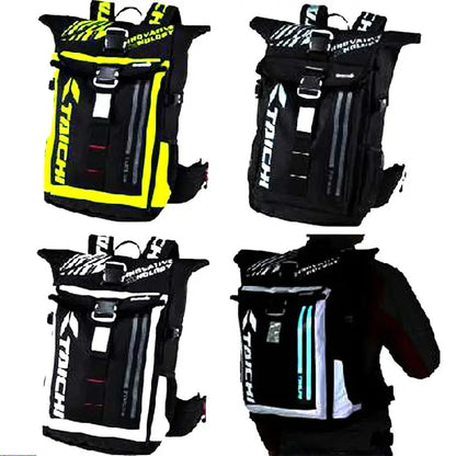 Men’s Motorcycle Backpack – Waterproof, LED Night Light, Racing Style LanRider
