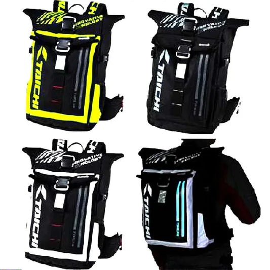 Men’s Motorcycle Backpack – Waterproof, LED Night Light, Racing Style LanRider